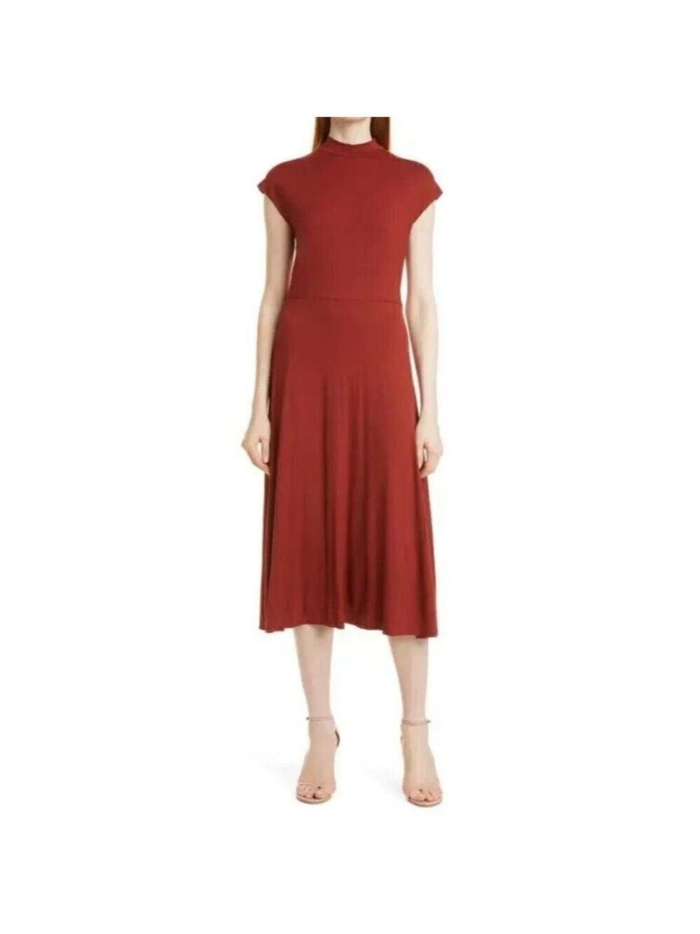 NEW Hugo Boss womens "Ellira" mock neck midi dress sz Large cap sleeve